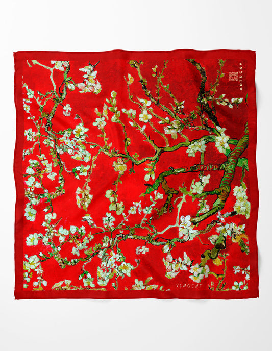 Van Gogh Almond Blossoms Red Scarf
