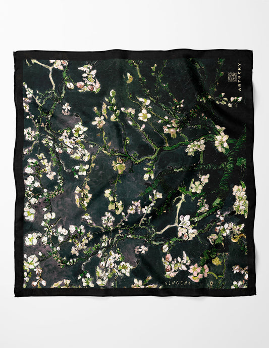 Van Gogh Almond Blossoms Black Scarf