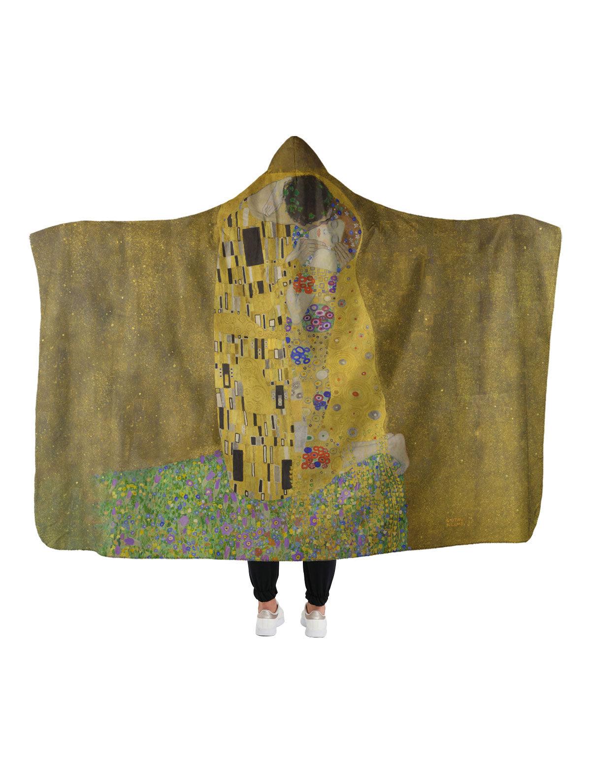Gustav Klimt The Kiss Hoodie Blanket - artucky-US - battaniye, giyim, gustav, gustav klimt, import_2022_07_19_113509, kapşonlu, kapşonlu battaniye, klimt, the kiss, öpücük