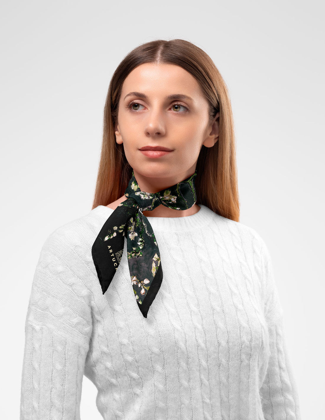 Van Gogh Almond Blossoms Black Scarf