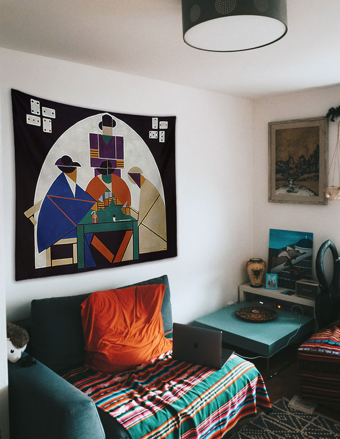 Theo van Doesburg Card Players Sanat Eseri Duvar Örtüsü