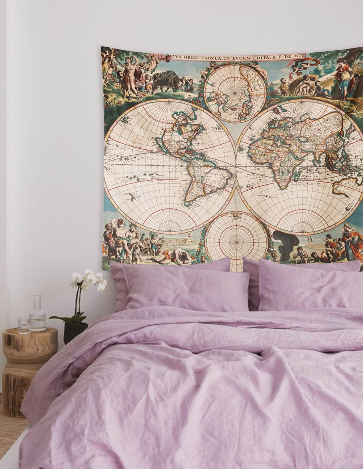 Vintage World Map Wall Tapestry
