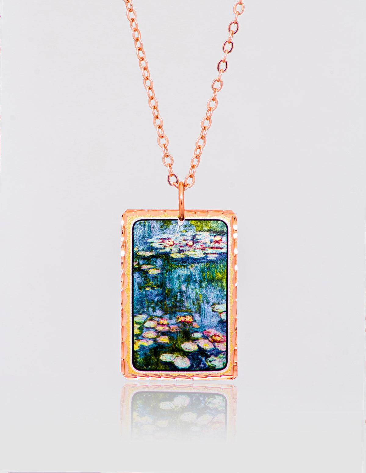 Claude Monet Water Lilies Necklace - artucky-US - claude, claude monet, import_2022_07_19_113509, kolye, monet, tasarım kolye, water lilies