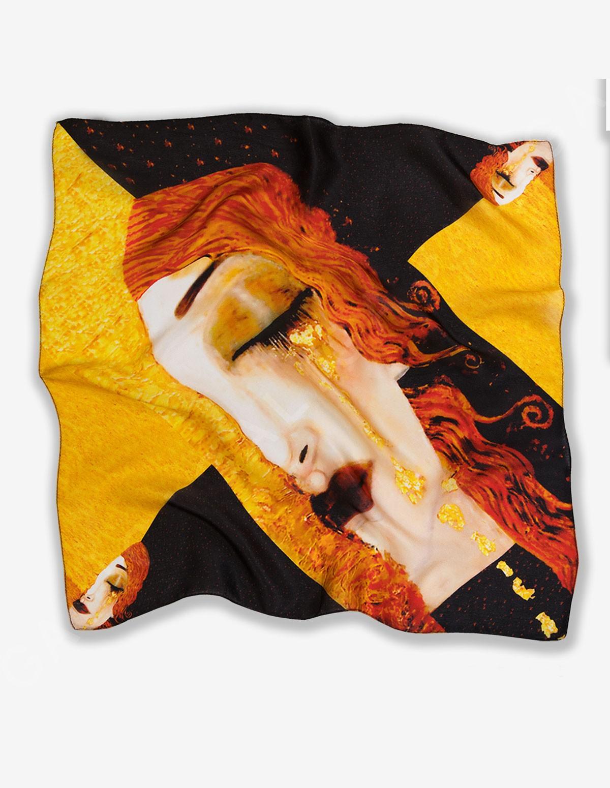 Gustav Klimt Ağlayan Kadın Tablo İpek Fular 55x55
