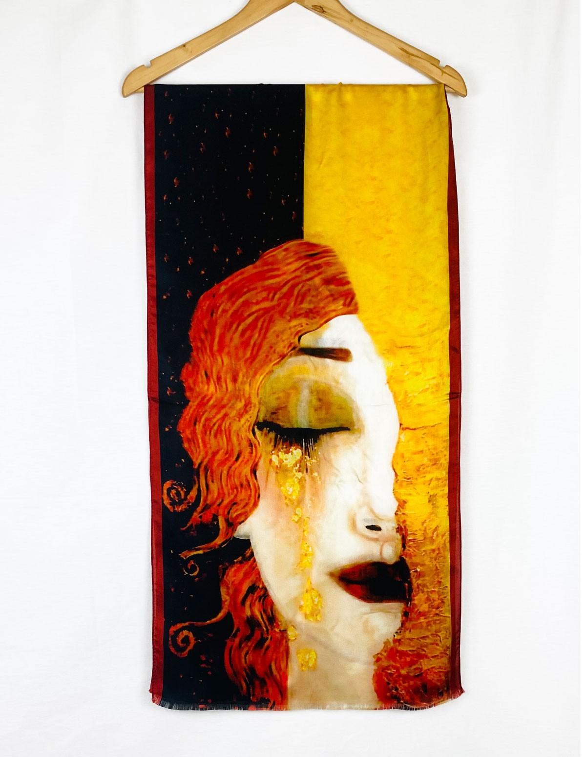 Gustav Klimt Ağlayan Kadın Tablo İpek Şal 45x165