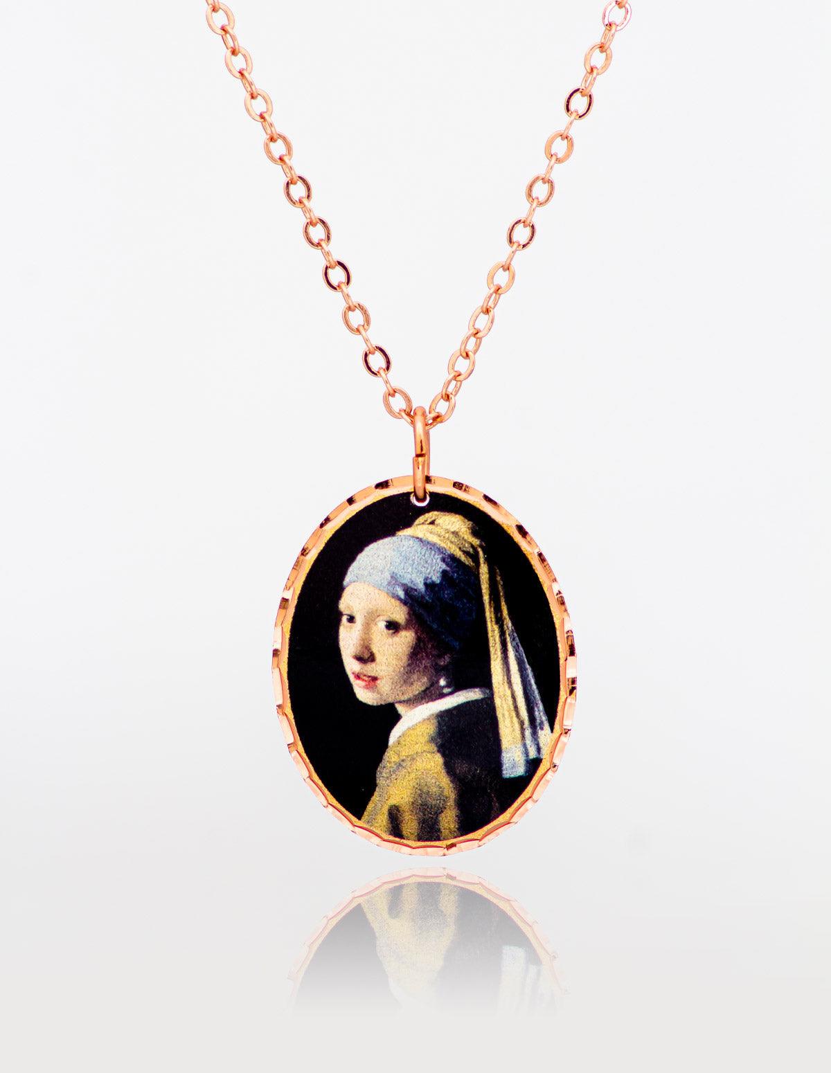 Johannes Vermeer Girl with a Pearl Earring Necklace - artucky-US - Girl with a Pearl Earring, import_2022_07_19_113509, Johannes Vermeer, kolye, Pearl Earring, tasarım kolye