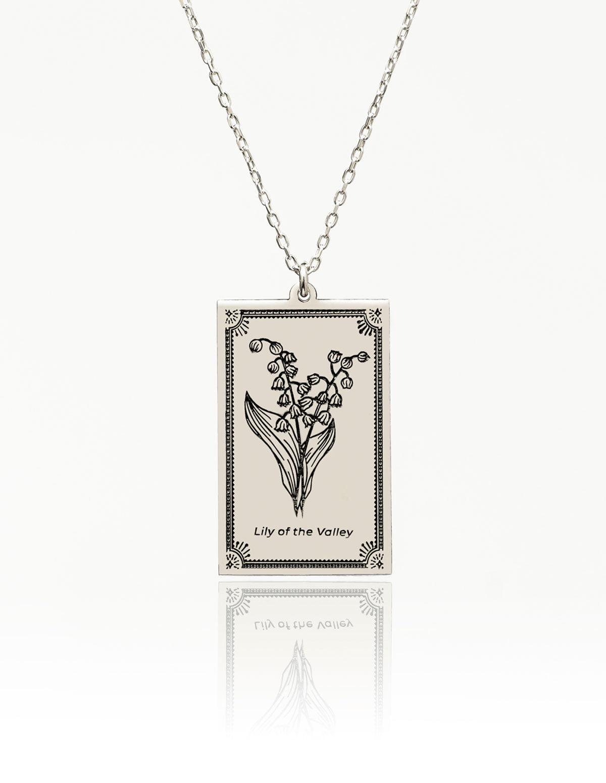 Lily of the Valley Mayıs Ayı Doğum Çiçeği Kolye - artucky-US - 925, 925 ayar, gümüş kolye, hediye, import_2022_07_19_113509, kolye, çiçek