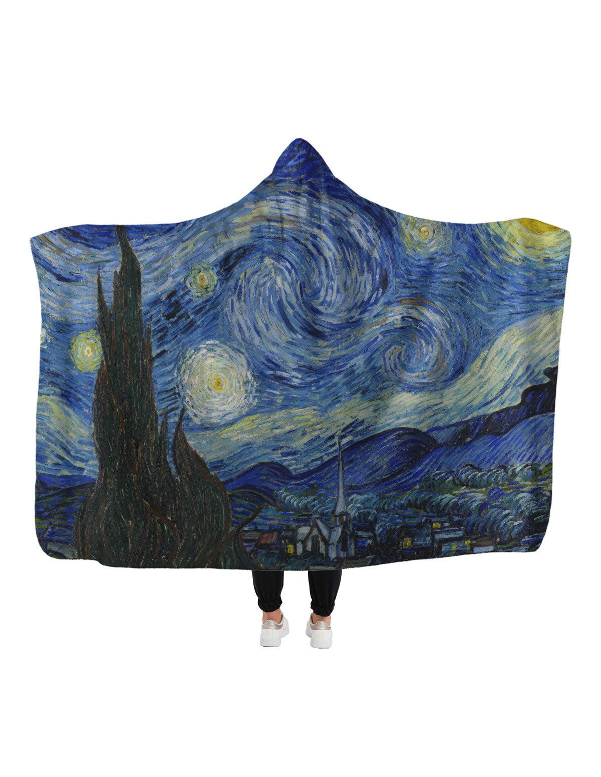 Van Gogh Starry Night Hoodie Blanket - artucky-US - battaniye, giyim, import_2022_07_19_113509, kapşonlu, kapşonlu battaniye, starry, starry night, the starry, van gogh, van gogh yıldızlı geceler, yıldızlı, yıldızlı geceler