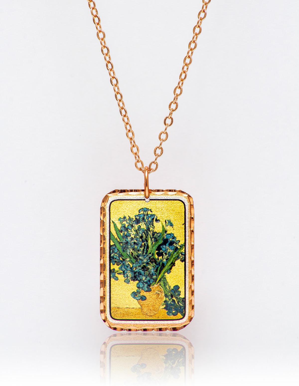 Vincent Van Gogh Irises Necklace - artucky-US - gogh, import_2022_07_19_113509, irises, kolye, tablo, van, van gogh, vincent