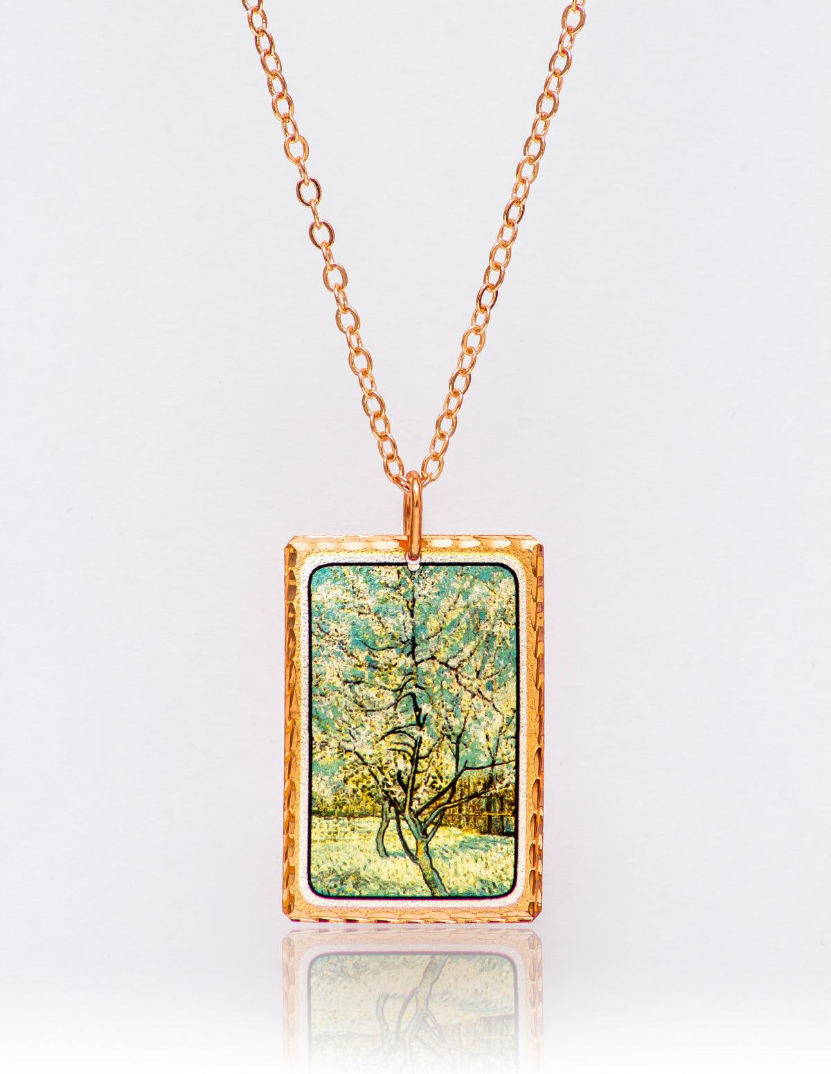 Vincent Van Gogh Peach Tree Necklace - artucky-US - ağaç, gogh, import_2022_07_19_113509, peach, tablo, tree, van, van gogh, vincent
