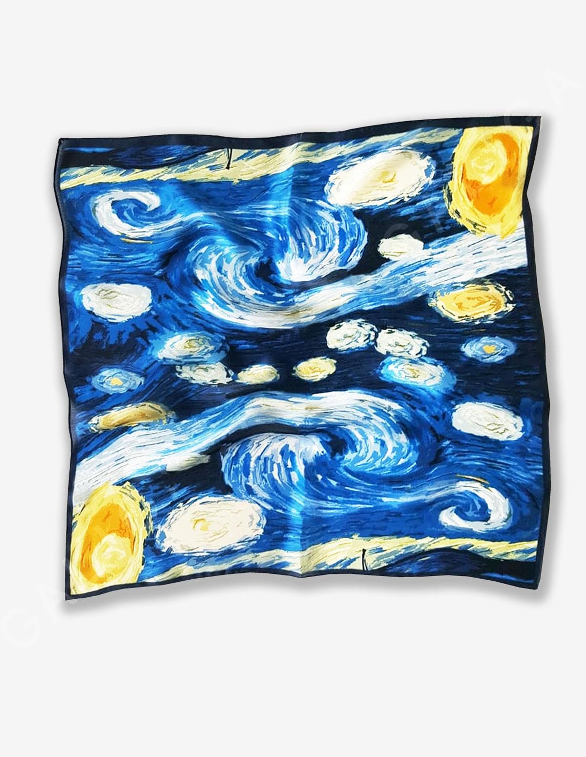 Vincent Van Gogh The Starry Night (Yıldızlı Geceler) Tablo İpek Fular 55x55